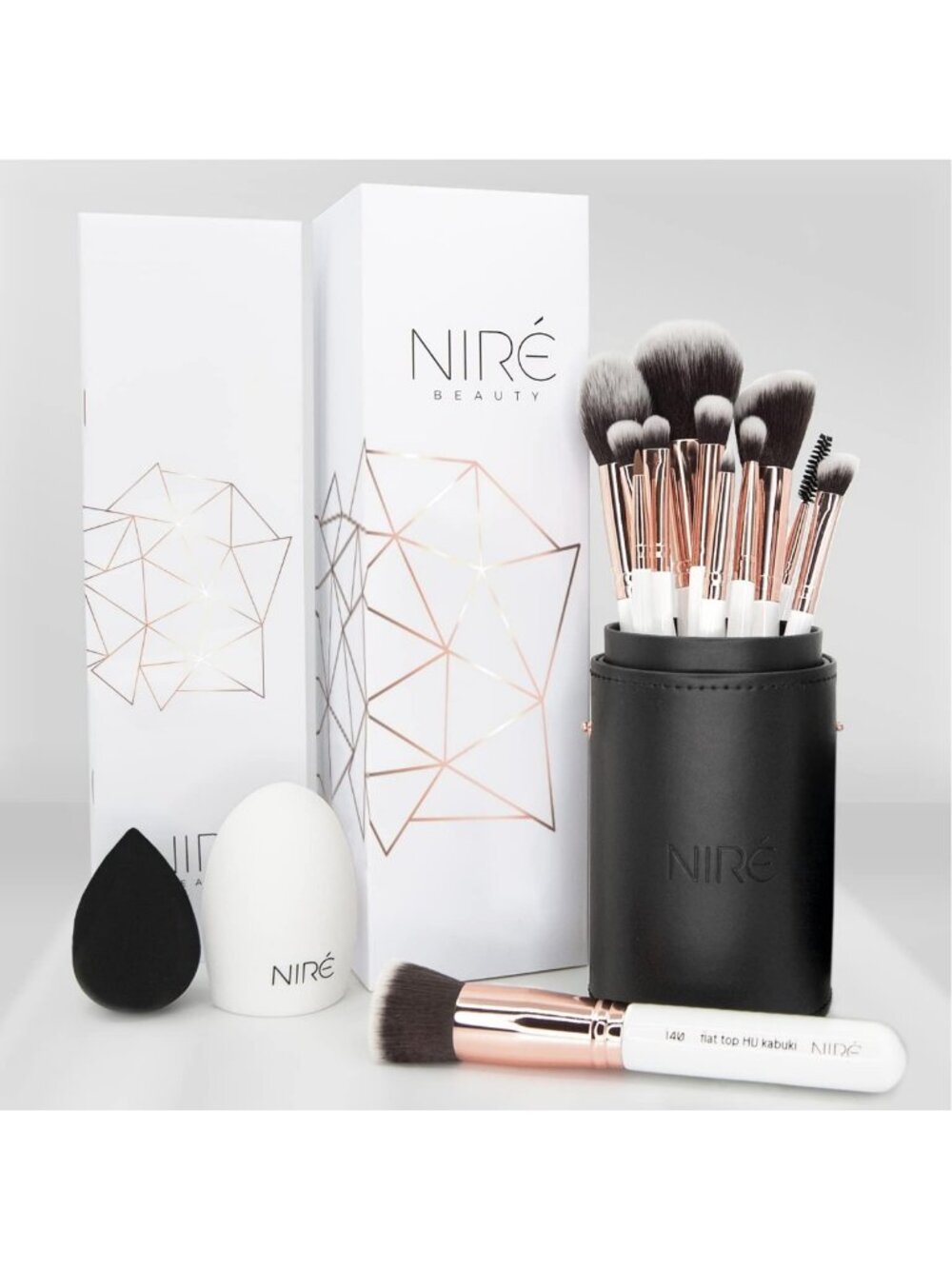15-Piece White Travel Makeup Brush Set with Case - Essential Beauty Tools